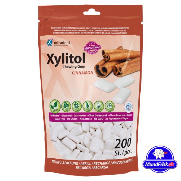 Tandpleje Xylitol Tyggegummi 200 stk. Miradent Cinnamon