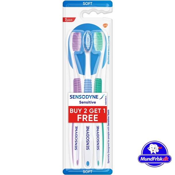 Sensodyne Tannbrster 3 stk. Flsom MYK