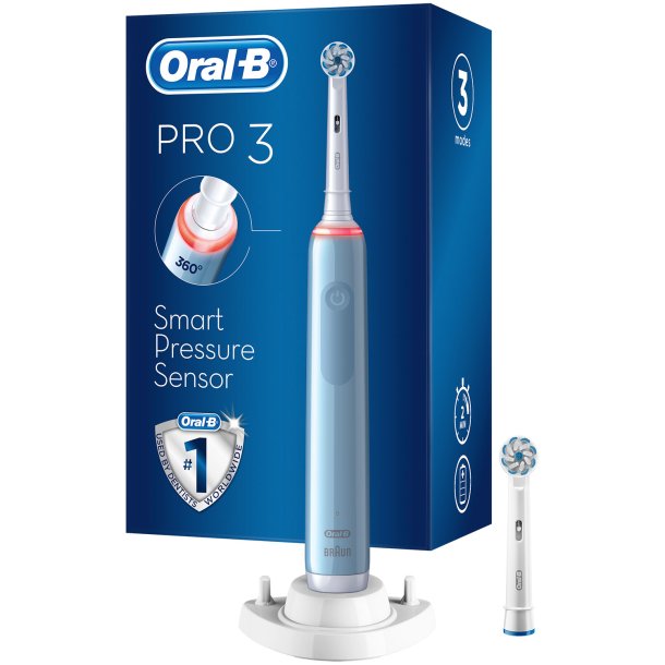 Oral-B Pro 3 3200 Sensitive BLUE El-tandbrste Ekstra Brstehoved