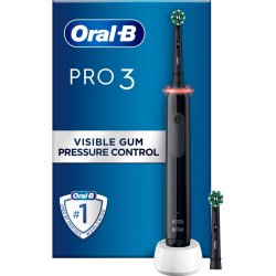 Oral-B Pro 3 3400 CrossAction SVART Elektrisk tandborste Extra borsthuvud