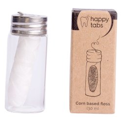 Bredygtig Tandtrd Happy Tabs 30 mtr. + Glasdispenser