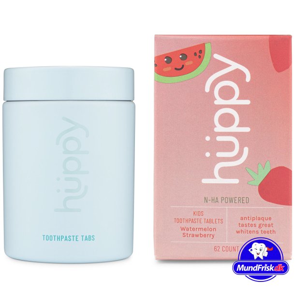 Natrliche Zahnpasta-Tabletten Huppy Wassermelone &amp; Strawberry Dose 62 Stk.