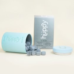 Naturlig Hydroxyapatit tandkrm Tabletter HUPPY Xylitol Charcoal Burk 62 st.