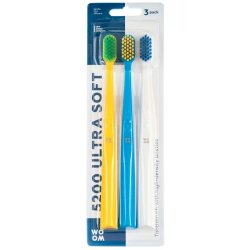 Ultra Soft tannbrster 3 stk. Woom 5200 ekstra myke brster