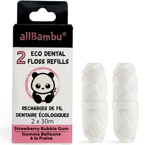 Bredygtig Tandtrd AllBambu Strawberry Refill 2 x 30 mtr.