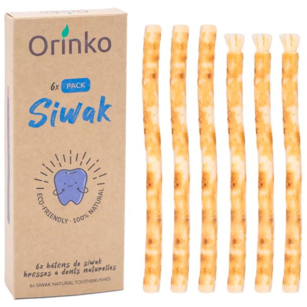 Miswak Pinner 6 stk. ORINKO Siwak Sticks 100% naturlig tannb�rste