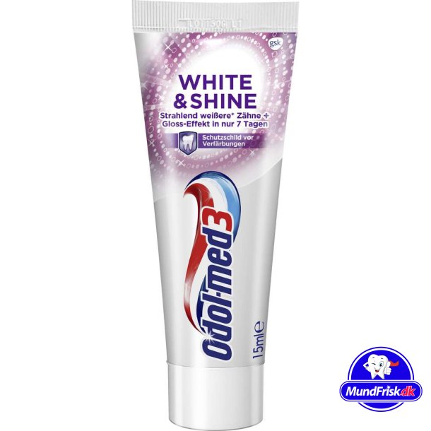 Zahnaufhellende Zahnpasta Odol-med3 White &amp; Shine 15 ml.