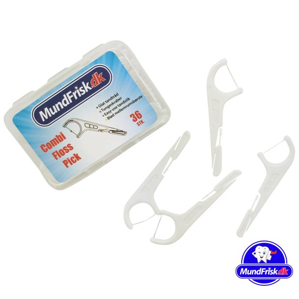 MundFrisk Combi Floss Pick - Zahnseide-Pick mit Spaltb&uuml;rste
