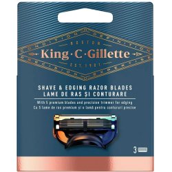 Gillette King C. Razor Blades Shave &amp; Edge 3-pk.