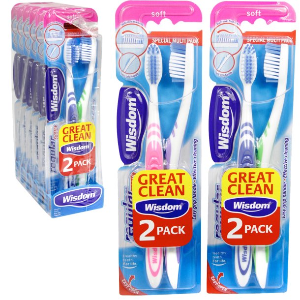 Mjuka tandborstar 2 st. Wisdom Regular Plus SOFT