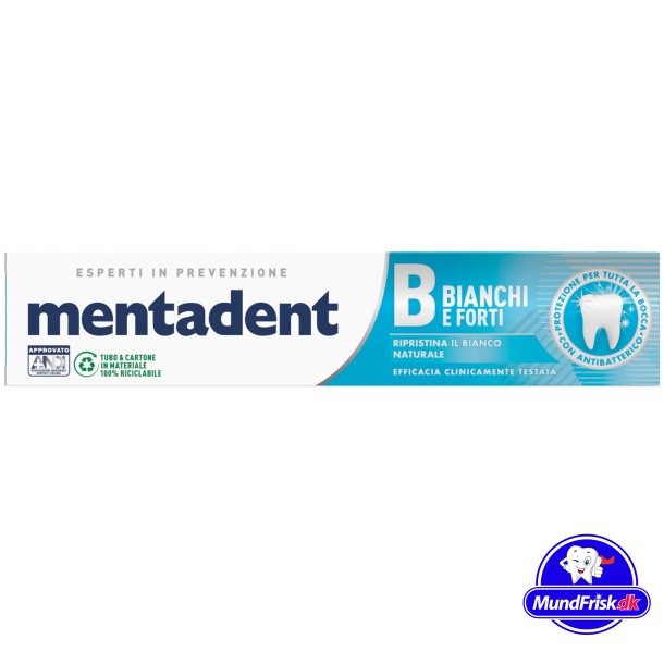 Whitening Zahnpasta Mentadent B White &amp; Strong Teeth 75 ml.