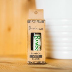 Sustainable Dental Floss Bamboo Switch Glass Dispenser 30 mtr