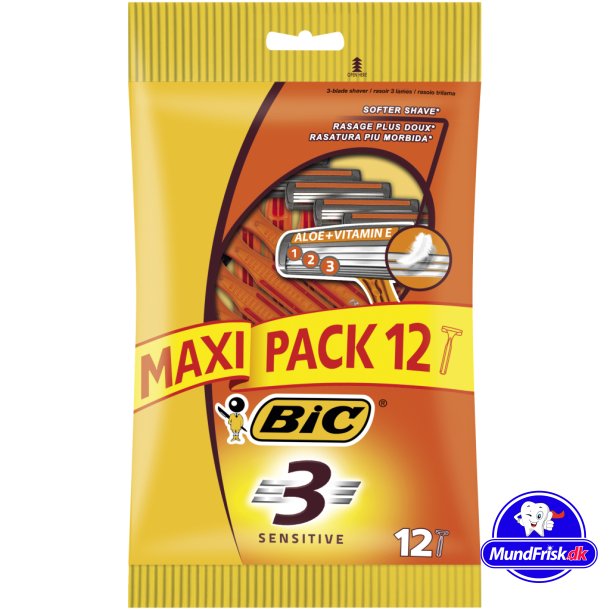 BIC 3 Sensitive Engangsskrabere 12 stk.