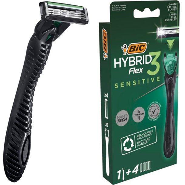 BIC Hybrid Flex 3 Sensitive barberhvel + 4 barberblader