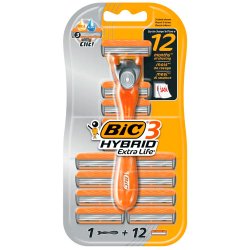 BIC 3 Extra Life Hybrid Barberskraber + 12 Barberblade