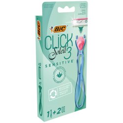 BIC 3 Click Soleil Sensitive barberhvel + 2 barberblader