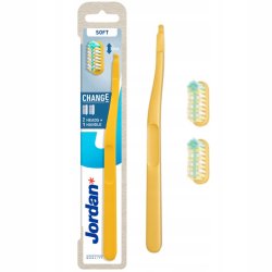 Jordan tandborstar Byt skaft + 2 borsthuvuden Medium