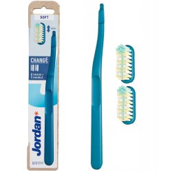 Jordan SOFT Tannbrster Bytt skaft + 2 brstehoder