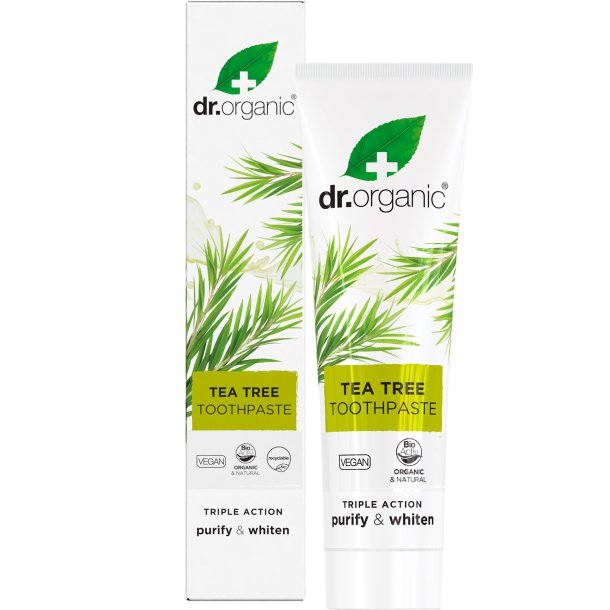 kologisk Tandpasta Dr. Organic Tea Tree Trible Action 100 ml.