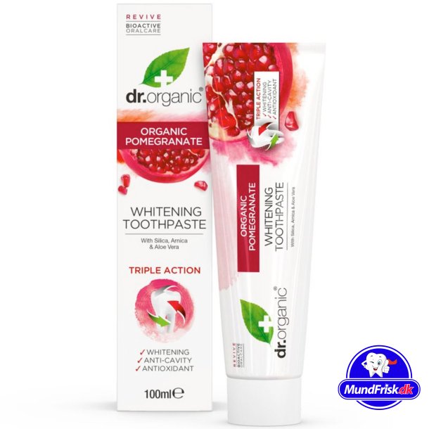 Organisk Whitening tannkrem Dr. Organic granateple 100 ml.