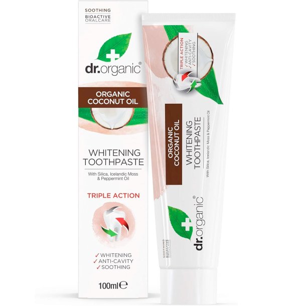 kologisk Whitening Tandpasta Dr. Organic Coconut Oil 100 ml.