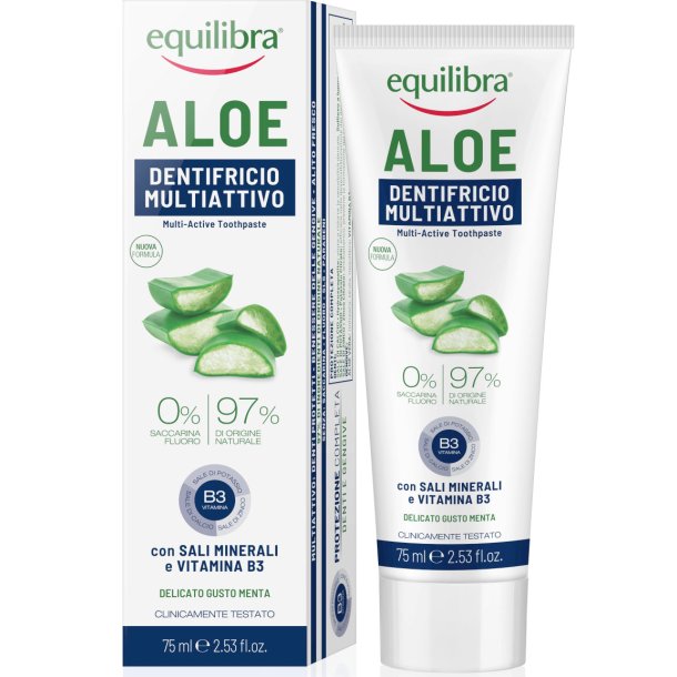 Naturlig Aloe Vera Tandkrm Equilibra Xylitol Triple Action 75 ml.