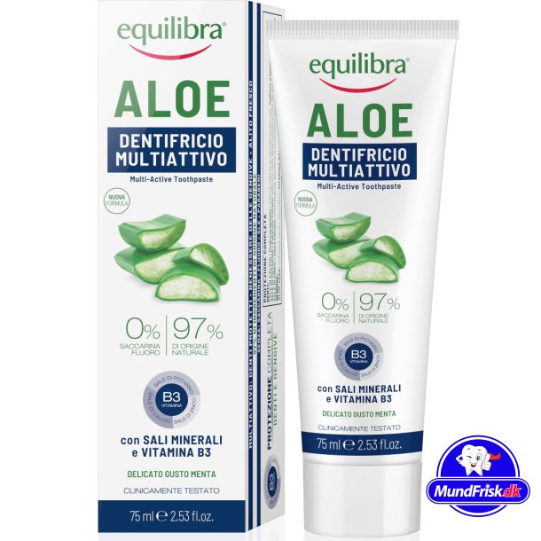 Naturlig Aloe Vera Tandpasta Equilibra Xylitol Triple Action 75 ml.