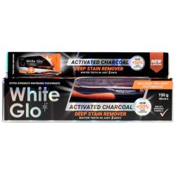 Tandblegning Tandpasta + Tandbrste White Glo CHARCOAL Deep Stain Remover 