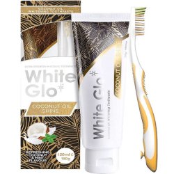 Tandblegning Tandpasta + Tandbrste WHITE GLO Coconut Oile Shine