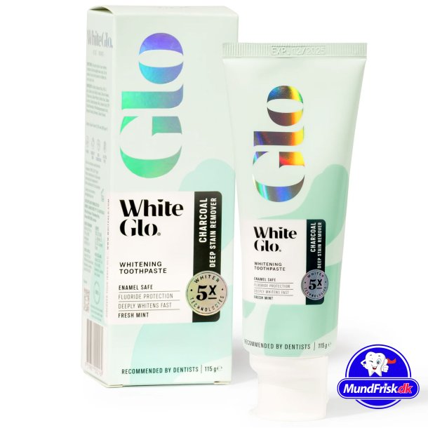 Tannbleking Tannkrem WHITE GLO Charcoal Deep Stain Remover 115g