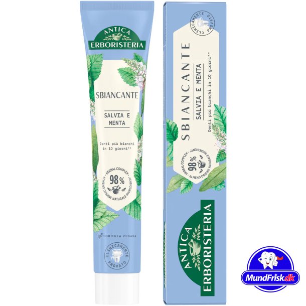 Naturlig Whitening tannkrem ANTICA Erboristeria Sage &amp; Mint 75 ml.
