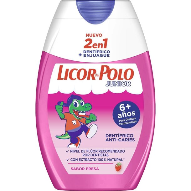 Barntandkrm LICOR del Polo 2 in 1 Junior Strawberry 75 ml.