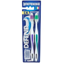 Whitening Tannbrster 2 stk DEFEND Hard Bristles