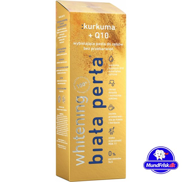 Tandblekning Tandkrm Biala Perla White Pearl Gurkmeja + Q10 75 ml.