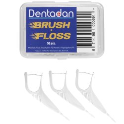 Dentadan Brush &amp; Floss Flosser Tandtrd + Brste til mellemrum 50 stk.