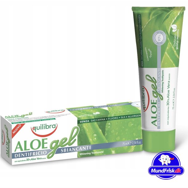 Naturlig Aloe Vera Tannkrem Gel EQUILIBRA WHITENING Xylitol 75 ml.