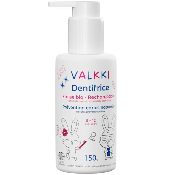 Ekologisk barntandkrm Valkki Strawberry 150g Pumpflaska