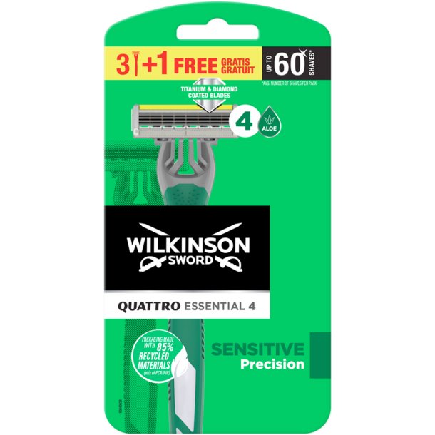 Wilkinson Quattro Essential 4 Sensitive Engangsskrabere 4 stk.
