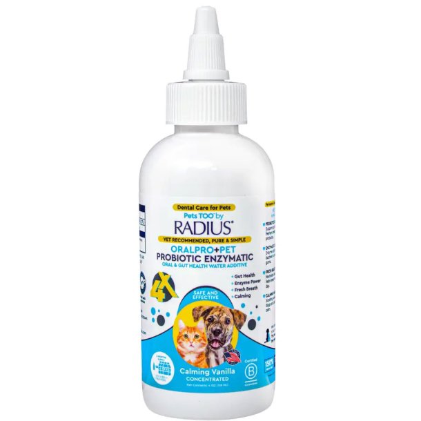 Radius OralPro+ Pet Probiotic Water Additive 118 ml | Mund- &amp; Darmpflege für Hund und Katze