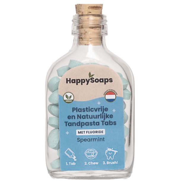 Tandpasta Tabletter HappySoaps Spearmint Xylitol Fluor 62 stk.