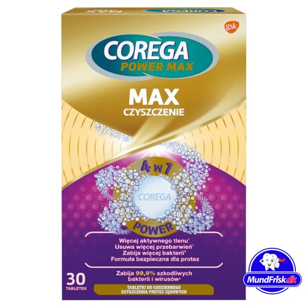 Corega Reinigungstabletten fr Zahnprothesen Max Clean 4 in 1 30 Stk.