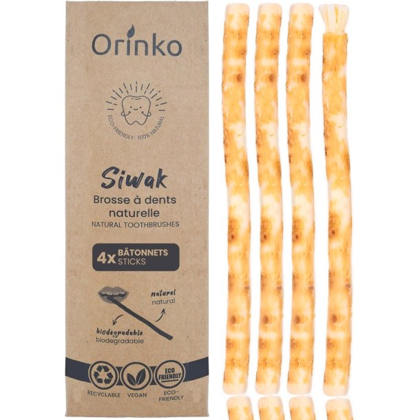 Miswak Sticks 4 pcs. ORINKO Siwak Sticks 100 % naturlig tannb�rste