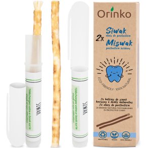 Miswak Pind 2 stk. med Beskyttelse Etui ORINKO Siwak Sticks 100% Naturlig Tandbrste
