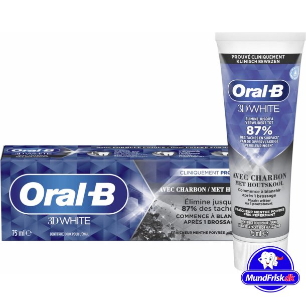 Oral-B 3D White Tannkrem CHARCOAL 75 ml.