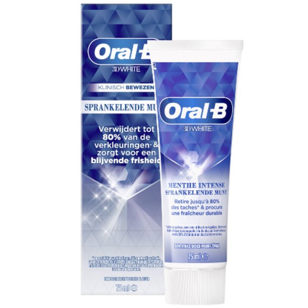 Oral-B 3D White Tannkrem Sparkling Mint 75 ml.