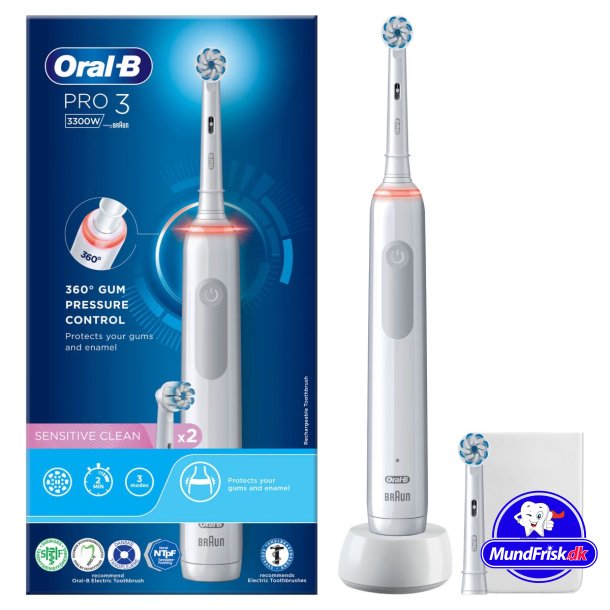Oral-B Pro 3 3300 Sensitive El-tandbrste Ekstra Brstehoved