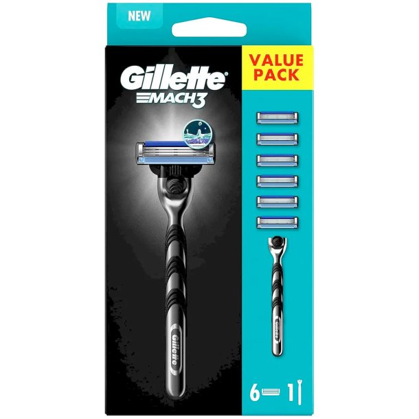 Gillette Mach3 Barberhvel 6 pcs. Barberblader