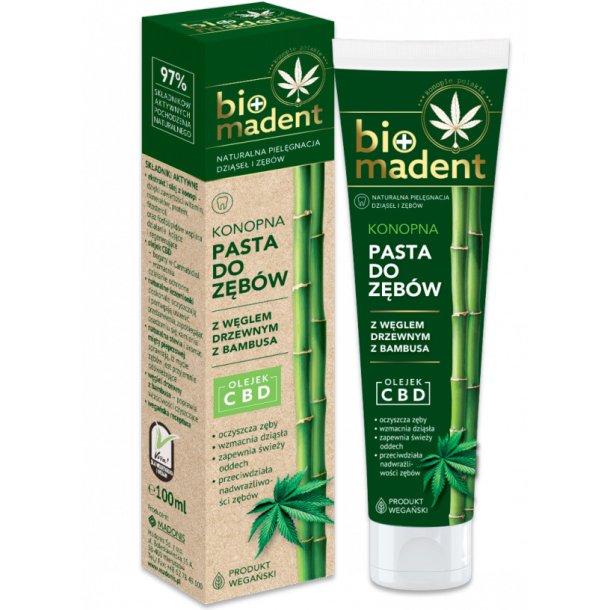 Bio Madent Hemp Tandkrm Charcoal CBD 100 ml.