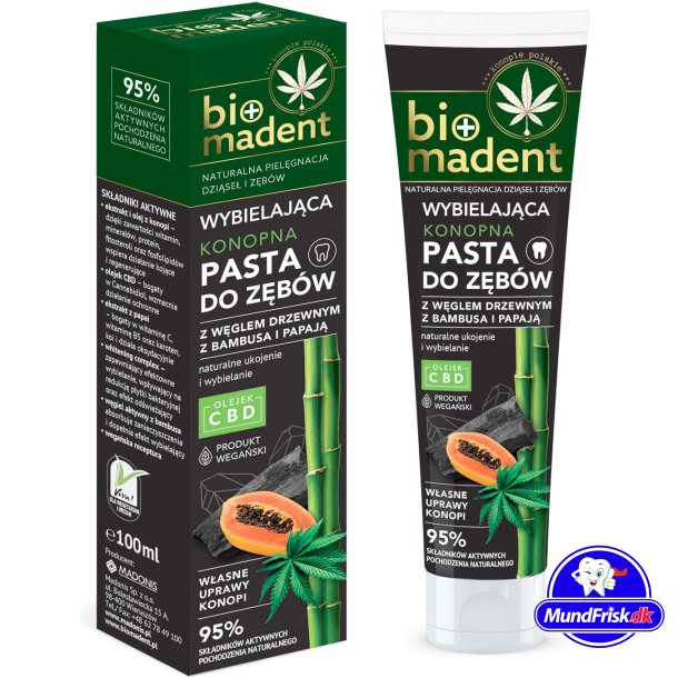 Bio Madent Hanf Zahnpasta Kohle &amp; Papaya &amp; CBD 100 ml.