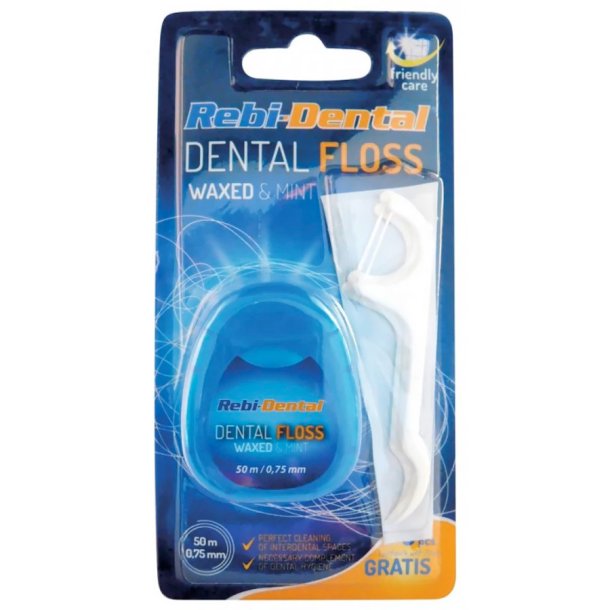 Rebi-Dental Tandtrd MATTES Waxed &amp; Mint 50 mtr